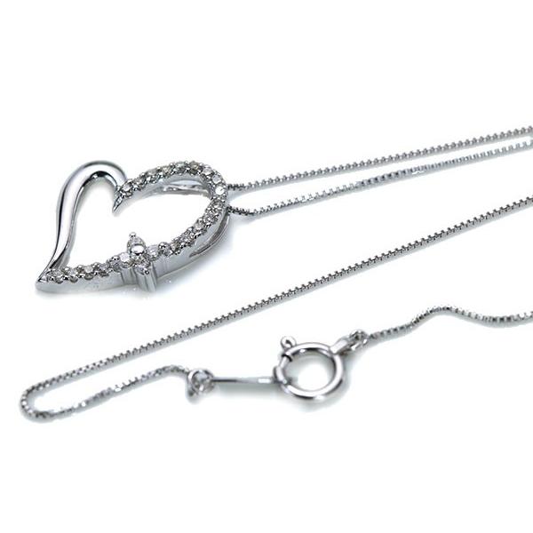 ダイヤモンド ネックレス 0.20ct 18金ホワイトゴールド K18WG オープンハート 贈り物 プレゼント /白・透明(ホワイト)/セレクションジュエリー・新品/届10/の画像
