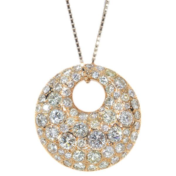 ダイヤモンド2.39ct 18金ピンクゴールド K18PG ペンダントネックレス 
