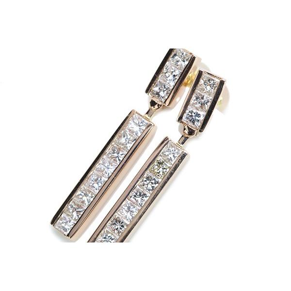 ダイヤモンド ピアス 1.01ct K18PG 角ダイヤ VSレベル ソーティング付 