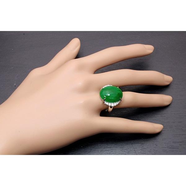 ヒスイ/翡翠 リング/指輪 17.38ct プラチナ900 PT900 色むらなし 貫録