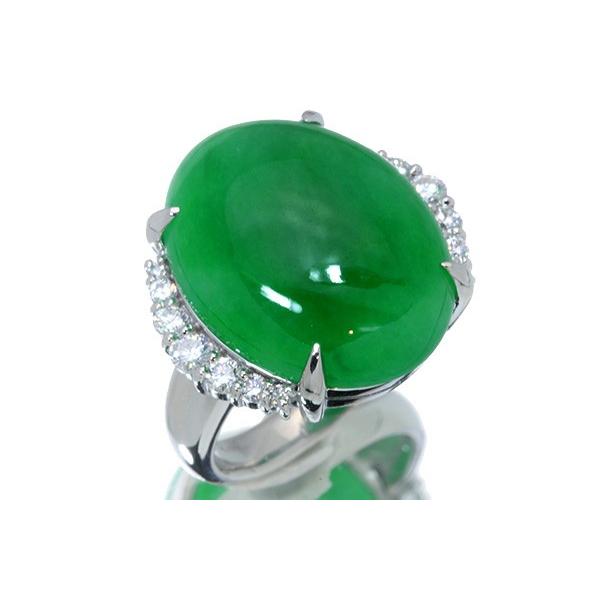 ヒスイ/翡翠 リング/指輪 17.38ct プラチナ900 PT900 色むらなし