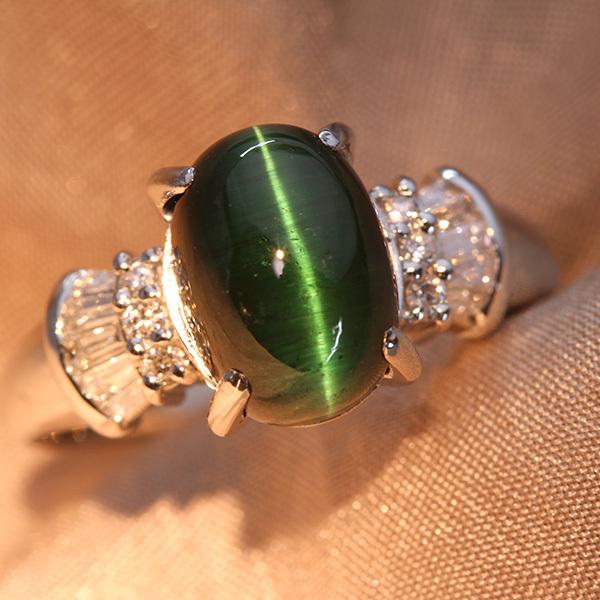 Pt900トルマリンキャッツアイ リング7.67ctプラチナ指輪