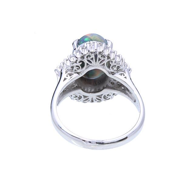5.39 刻印あり　ブラックオパール　ダイヤ プラチナ900　PTリング Black Opal Pt900ブラックオパール ダイヤモンドリング (NO.127556