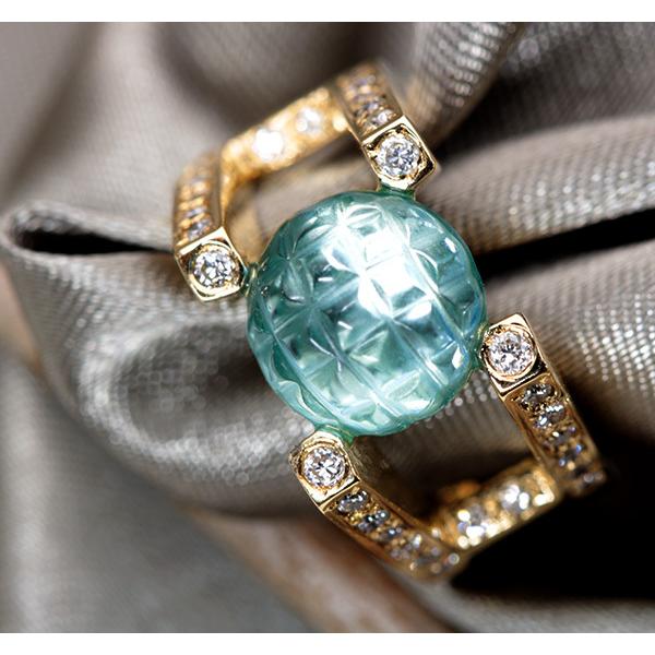 鑑別書付］K18WG ブルートパーズネックレスリング2点セットダイヤ