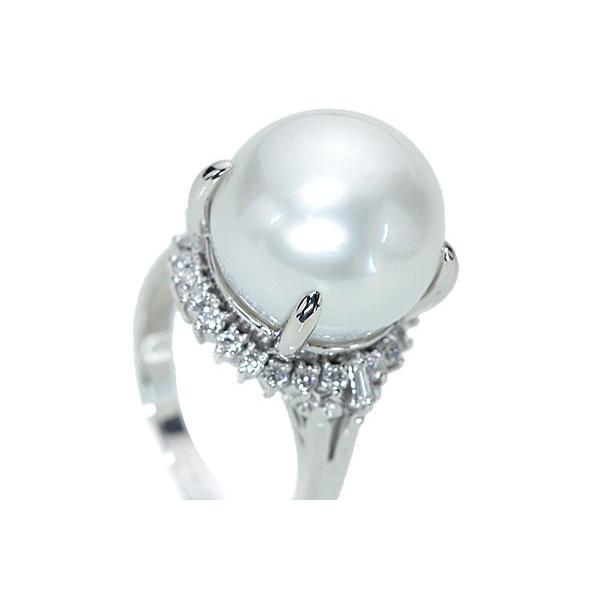 白蝶真珠/パール リング/指輪 13.7ミリ位 プラチナ900 PT900 大粒純白