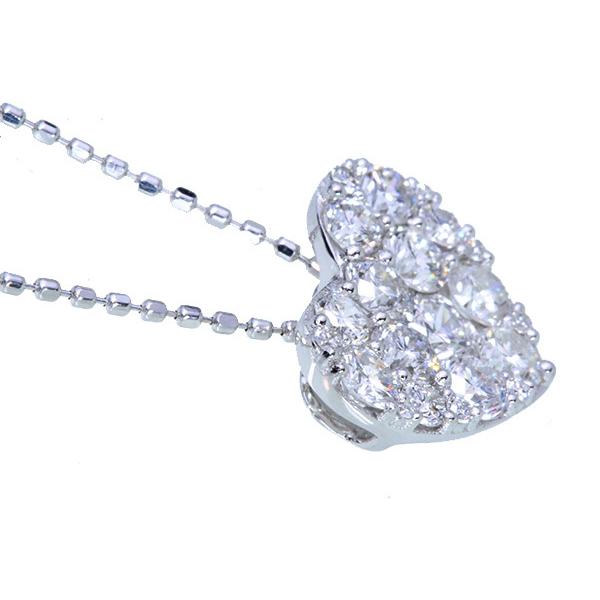 数量限定 ダイヤモンド ネックレス 1.0カラット 18金ホワイトゴールド K18WG ハートパヴェ 煌めくダイヤ /白・透明(ホワイト)/アウトレット・新品/届10/1点もの 【Q2549052768】(90882円)