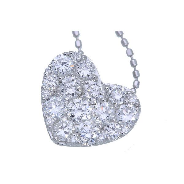 数量限定 ダイヤモンド ネックレス 1.0カラット 18金ホワイトゴールド K18WG ハートパヴェ 煌めくダイヤ /白・透明(ホワイト)/アウトレット・新品/届10/1点もの 【Q2549052768】(90882円)