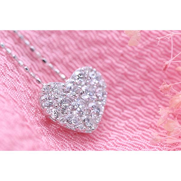 数量限定 ダイヤモンド ネックレス 1.0カラット 18金ホワイトゴールド K18WG ハートパヴェ 煌めくダイヤ /白・透明(ホワイト)/アウトレット・新品/届10/1点もの 【Q2549052768】(90882円)