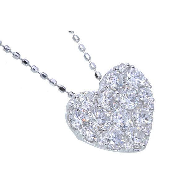 数量限定 ダイヤモンド ネックレス 1.0カラット 18金ホワイトゴールド K18WG ハートパヴェ 煌めくダイヤ /白・透明(ホワイト)/アウトレット・新品/届10/1点もの 【Q2549052768】(90882円)
