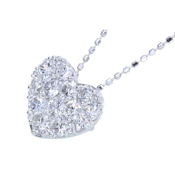 数量限定 ダイヤモンド ネックレス 1.0カラット 18金ホワイトゴールド K18WG ハートパヴェ 煌めくダイヤ /白・透明(ホワイト)/アウトレット・新品/届10/1点もの 【Q2549052768】(90882円)