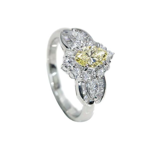 イエローダイヤモンド リング/指輪 0.55ct プラチナ900 PT900 大粒 