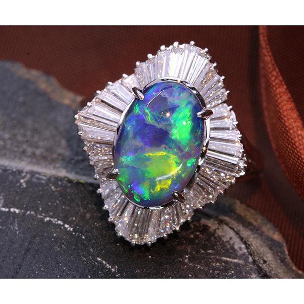 新品】pt900ブラックオパールペンダントトップダイヤ取り巻き