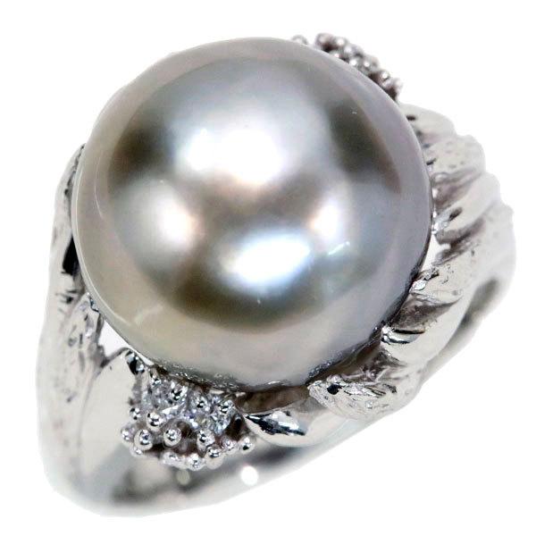 Pt プラチナダイヤ 大玉パール リング12.8mm 鑑別書付き