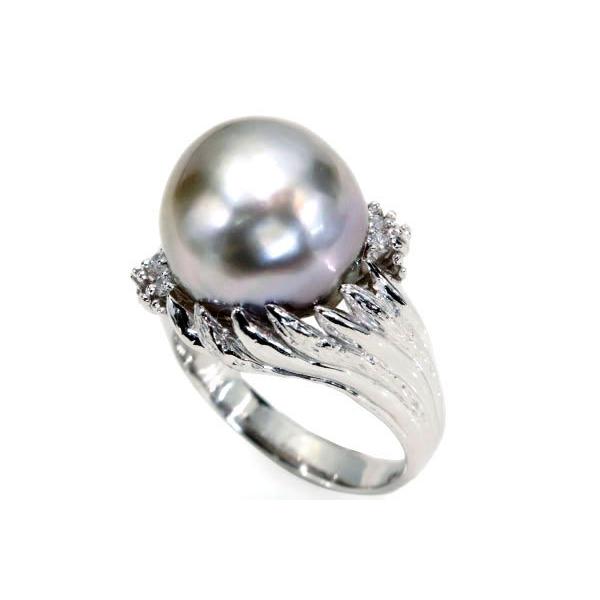 黒蝶真珠ダイヤリングpt900 14.8ミリ大珠