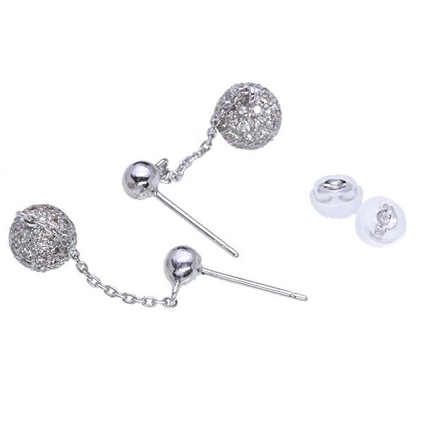 ダイヤモンド ピアス 1.0カラット 18金ホワイトゴールド K18WG パヴェ 