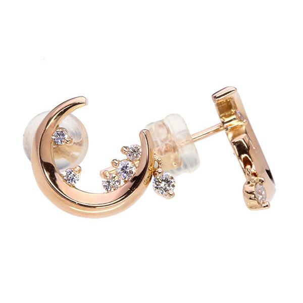 ダイヤモンド ピアス 0.180カラット 18金ピンクゴールド K18 月 