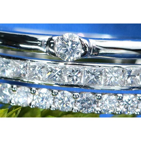 ダイヤモンド リング/指輪 0.60ct K18WG 3連 一粒 角ダイヤエタニティ  
