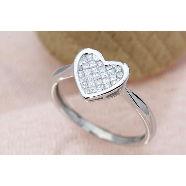 k18 ミステリーセッティングダイヤ0.25ct ハートダイヤモンドリング