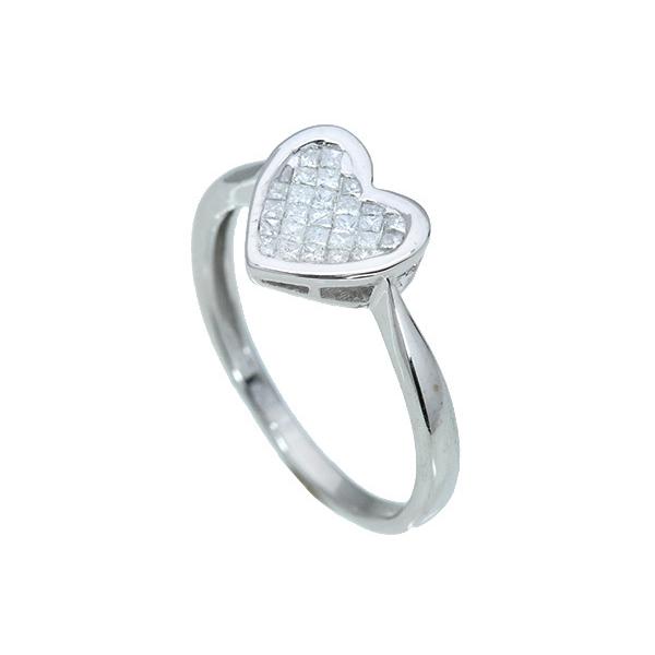 ダイヤモンド リング/指輪 0.25ct K18WG ハートシェイプ