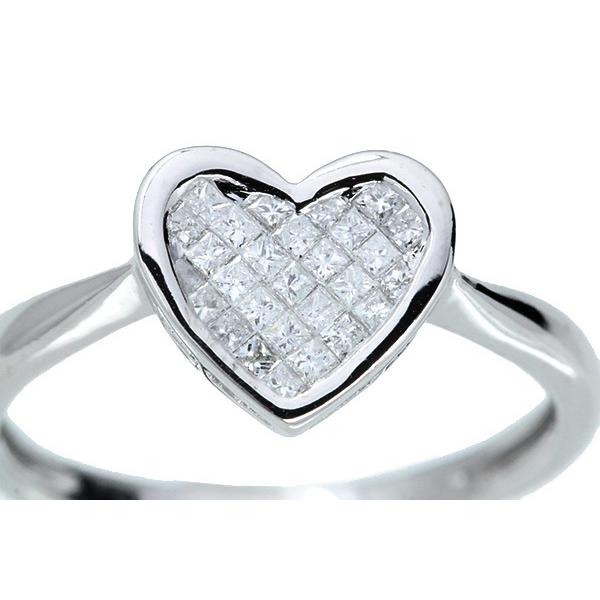 ダイヤモンド リング/指輪 0.25ct K18WG ハートシェイプ ミステリー  