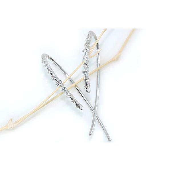 ダイヤモンド ピアス 0.20カラット 18金ホワイトゴールド K18WG ライン