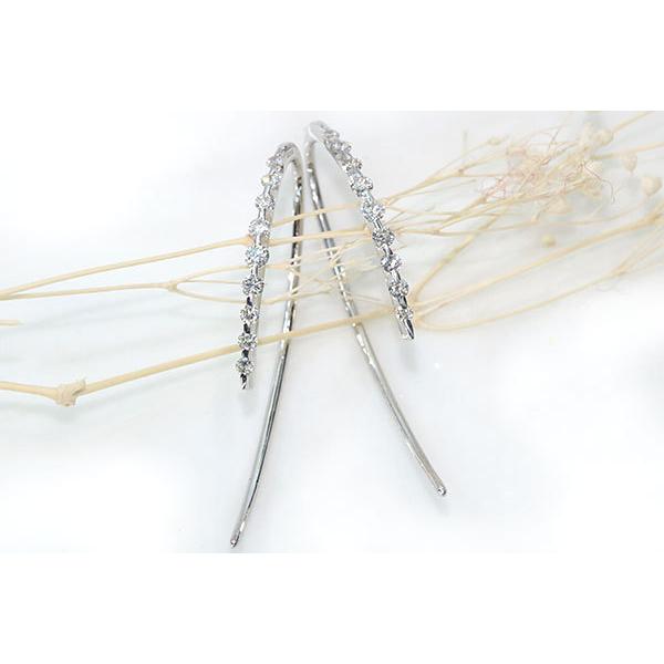 ダイヤモンド ピアス 0.20カラット 18金ホワイトゴールド K18WG ライン