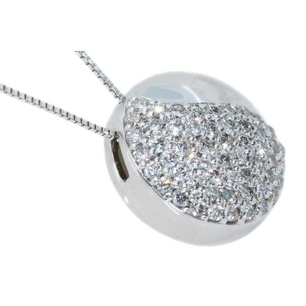 ダイヤモンド ネックレス 0.40カラット K18WG サークル パヴェと鏡面の