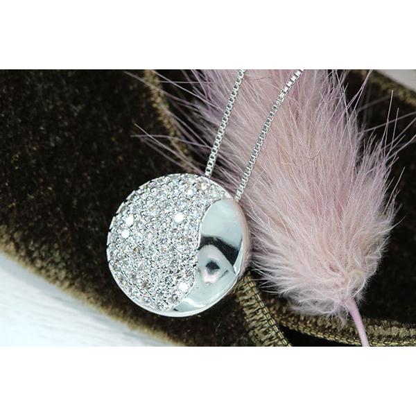 ダイヤモンド ネックレス 0.40カラット K18WG サークル パヴェと鏡面の