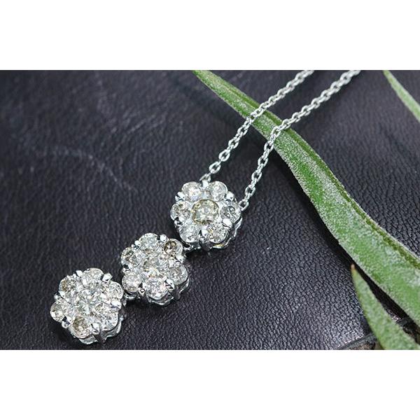 ダイヤモンド ネックレス 1.0ct PT900/K14WG(チェーン) 縦ライン 
