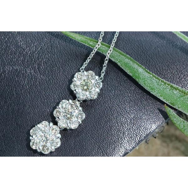 ダイヤモンド ネックレス 1.0ct PT900/K14WG(チェーン) 縦ライン 