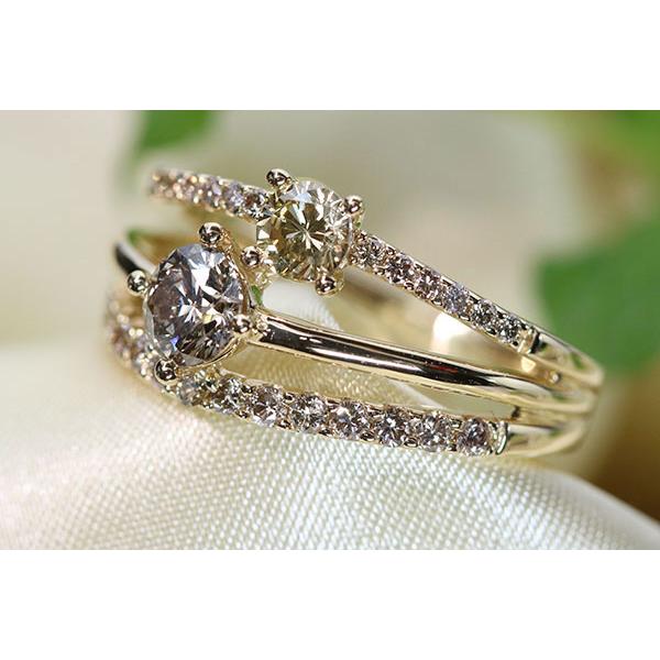 鑑別付】K18 ブラウンダイヤモンド リング 指輪 13号 宝石 ジュエリー