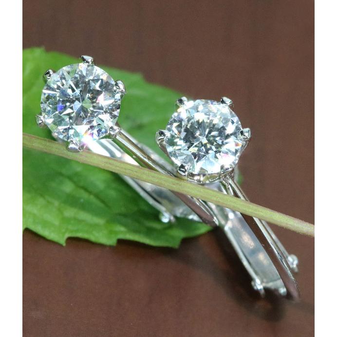 ダイヤモンド イヤリング 1.0カラット PT900/K14WG(金具) 一粒 6 ダイヤモンド イヤリング 1.0カラット PT900/K14WG(金具) 一粒 6