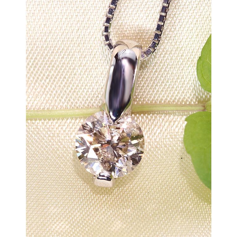ブラウンカラー ダイヤモンド ネックレス 1.524ct PT900/PT850 一粒 