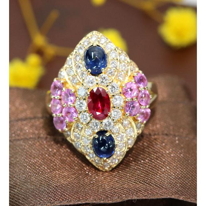 ルビー0.63ct サファイヤ1.1.32ct＆ピンクサファイヤ1.23ct＆ 