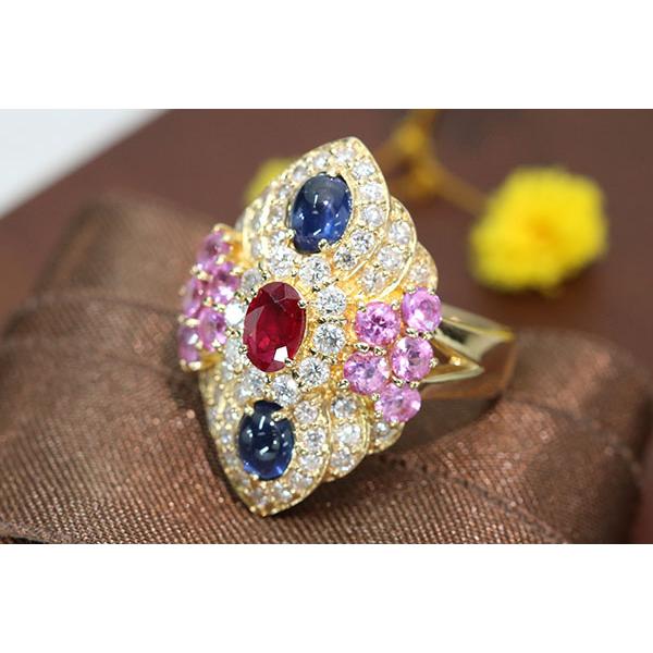 ルビー0.63ct サファイヤ1.1.32ct＆ピンクサファイヤ1.23ct＆ 