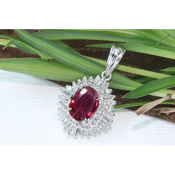 ルビー 0.42ct ダイヤ ペンダント ネックレス Pt プラチナ