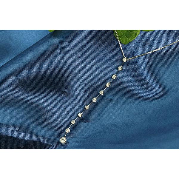 ダイヤモンド ネックレス 0.30ct 18金ホワイトゴールド K18WG 6センチロングの縦ライン /白・透明(ホワイト)/セレクションジュエリー・新品/届10/1点ものの画像