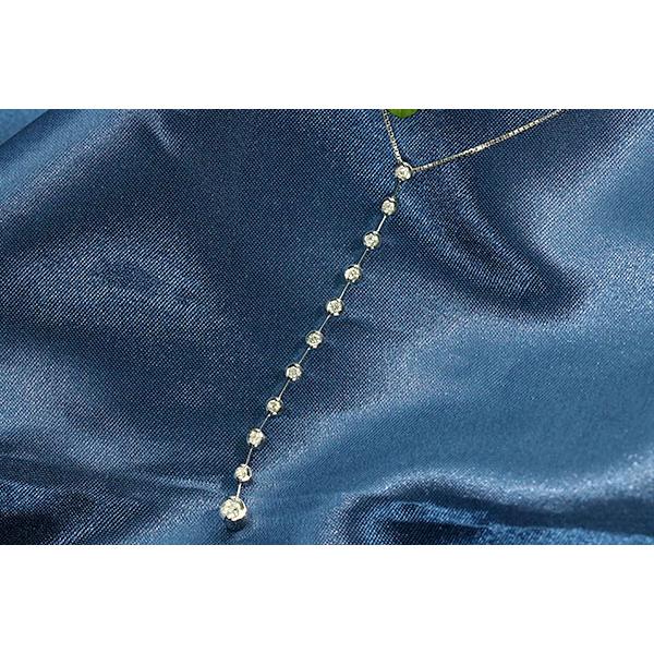 ダイヤモンド ネックレス 0.30ct 18金ホワイトゴールド K18WG 6センチロングの縦ライン /白・透明(ホワイト)/セレクションジュエリー・新品/届10/1点ものの画像