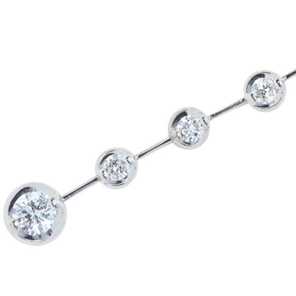 ダイヤモンド ネックレス 0.30ct 18金ホワイトゴールド K18WG 6センチロングの縦ライン /白・透明(ホワイト)/セレクションジュエリー・新品/届10/1点ものの画像