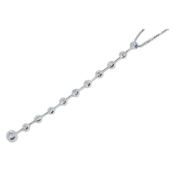 ダイヤモンド ネックレス 0.30ct 18金ホワイトゴールド K18WG 6センチロングの縦ライン /白・透明(ホワイト)/セレクションジュエリー・新品/届10/1点ものの画像