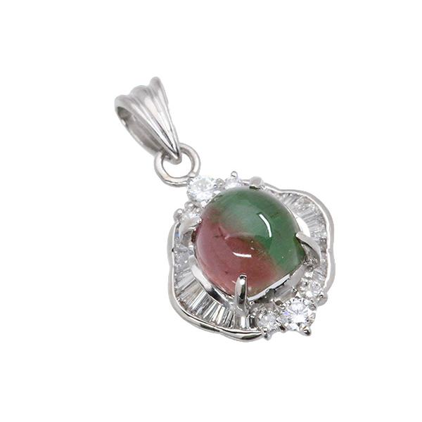 バイカラー トルマリンキャッツアイ ペンダントトップ 3.89ct PT900 