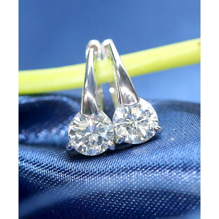 ダイヤモンド ピアス 0.80カラット 18金ホワイトゴールド K18WG フープ 大粒ダイヤ /白・透明(ホワイト)/セレクションジュエリー・新品/届10/1点ものの画像