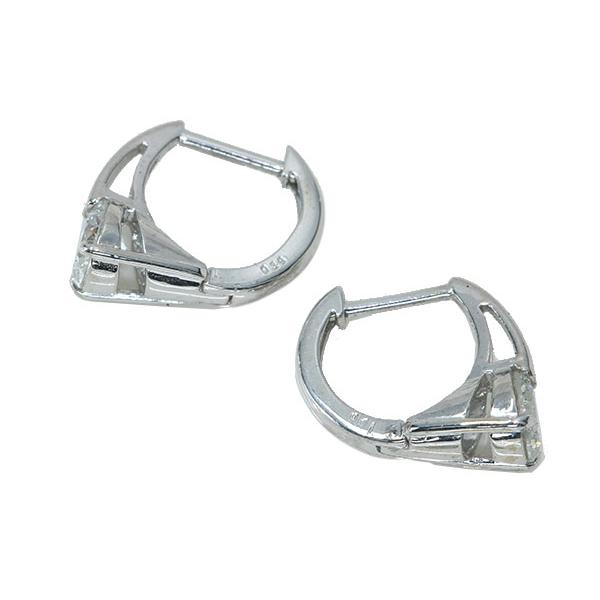 ダイヤモンド ピアス 0.80カラット 18金ホワイトゴールド K18WG フープ 大粒ダイヤ /白・透明(ホワイト)/セレクションジュエリー・新品/届10/1点ものの画像