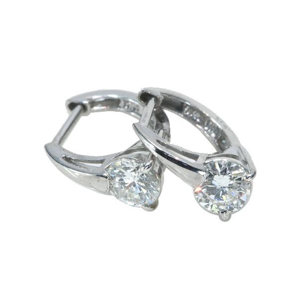 ダイヤモンド ピアス 0.80カラット 18金ホワイトゴールド K18WG フープ 大粒ダイヤ /白・透明(ホワイト)/セレクションジュエリー・新品/届10/1点ものの画像