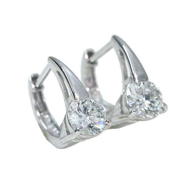ダイヤモンド ピアス 0.80カラット 18金ホワイトゴールド K18WG フープ 大粒ダイヤ /白・透明(ホワイト)/セレクションジュエリー・新品/届10/1点ものの画像