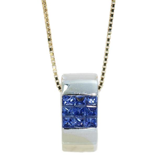 ダイヤモンド0.45ct＆サファイヤ0.55ct リバーシブル ネックレス 18金 