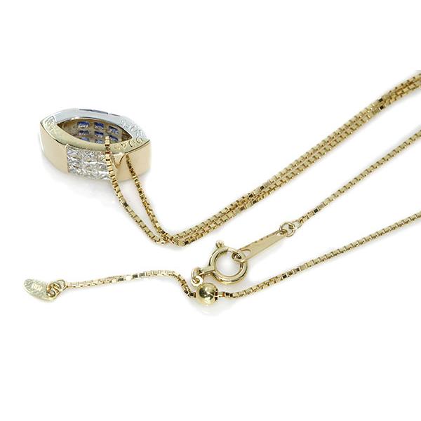 ダイヤモンド0.45ct＆サファイヤ0.55ct リバーシブル ネックレス 18金 