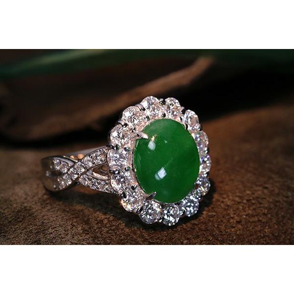 ヒスイ（翡翠） 3.79ct リング/指輪 PT900 上質ロウカンタイプ 濃厚な  