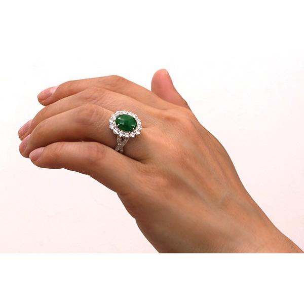 Pt900 プラチナ900 翡翠ヒスイ ダイヤモンドリング 8.1g 約12号 D1ct