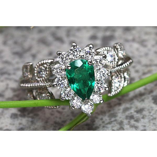 18金 K18 エメラルド 0.60ct ダイヤモンド リング 指輪 約10号半